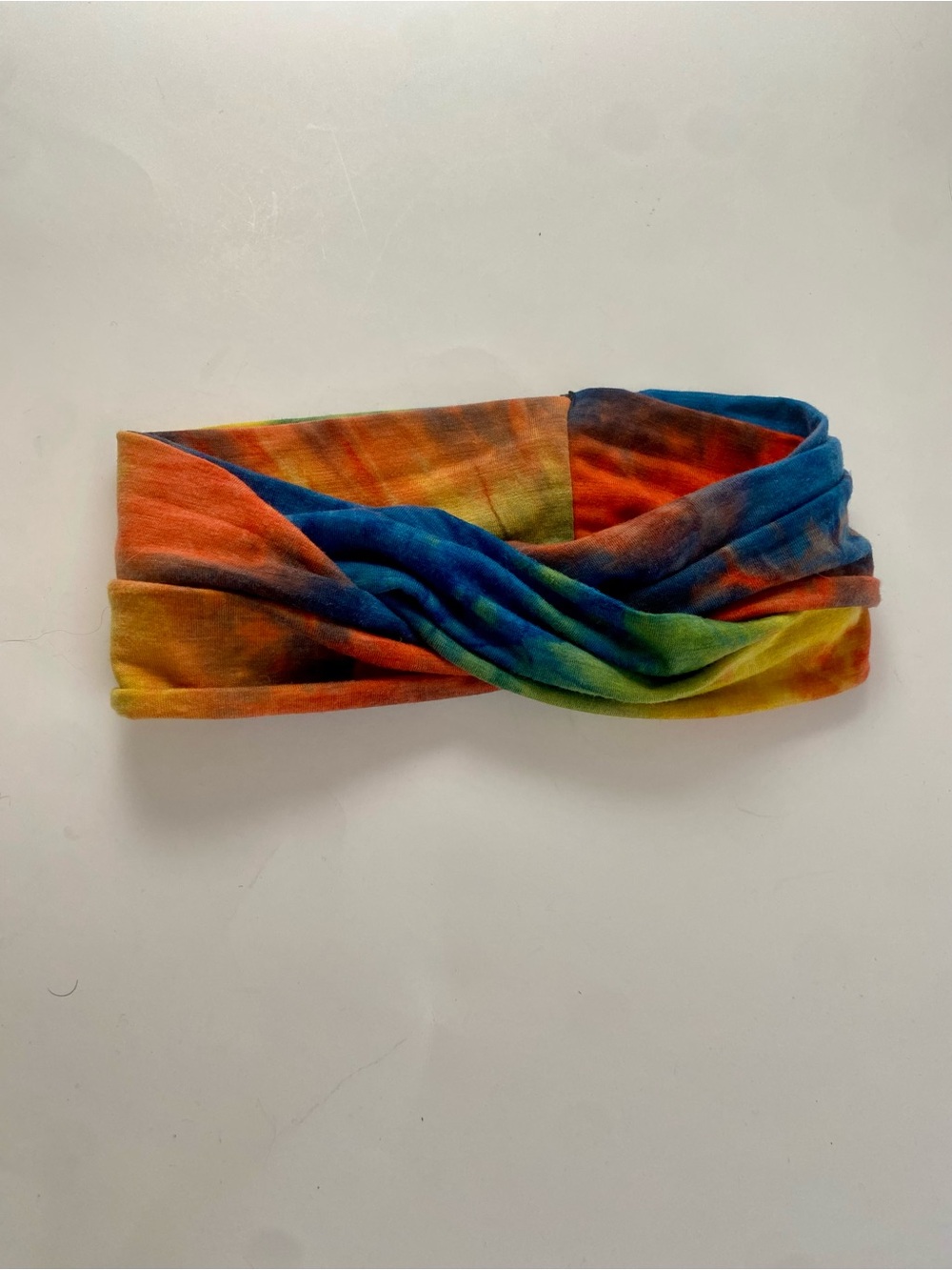 Boho Hippie Tie Dye Stretch Headband Multicolor Criss Cross Front Wide Band Soft